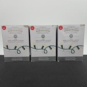 3pk Wondershop 100ct LED Mini String Lights Warm White Green Wire Indoor Outdoor